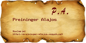 Preininger Alajos névjegykártya